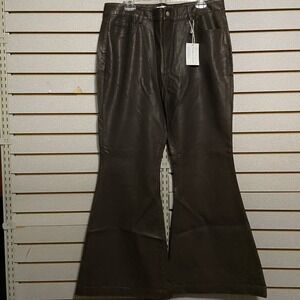 NWTS Boutique Brown Faux Leather Flare Leg Trousers Plus Size 16! Southern Grace
